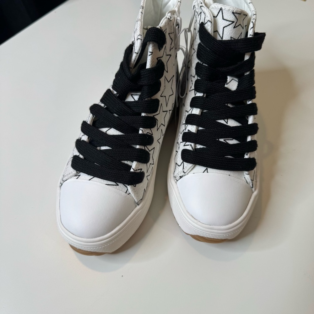 Art Class Blakely High-Top Side Zip Fashion School Sneakers White Stars sz 13